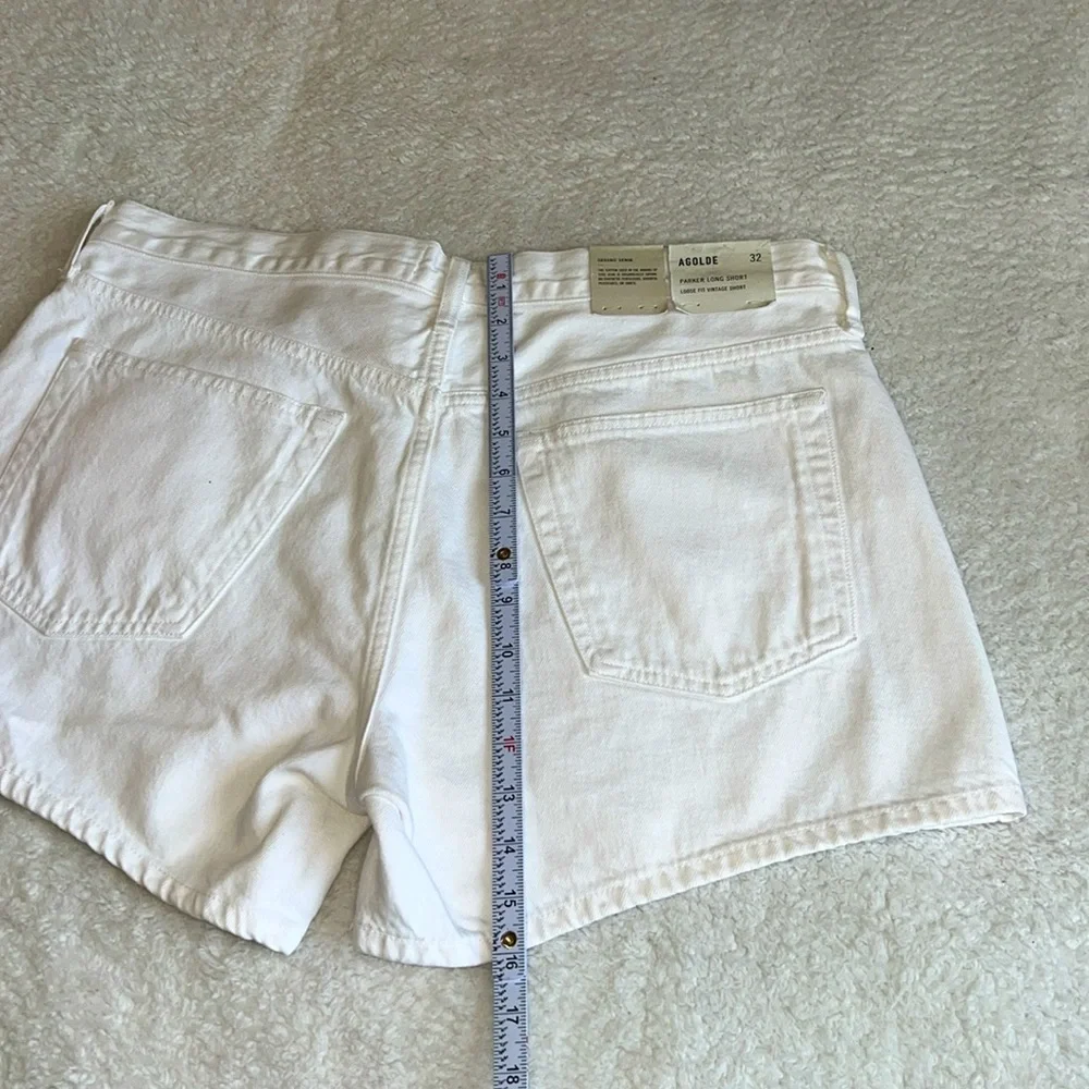 Agolde Parker Long Short High Rise Denim Shorts White Dough Size 32‎ NWT